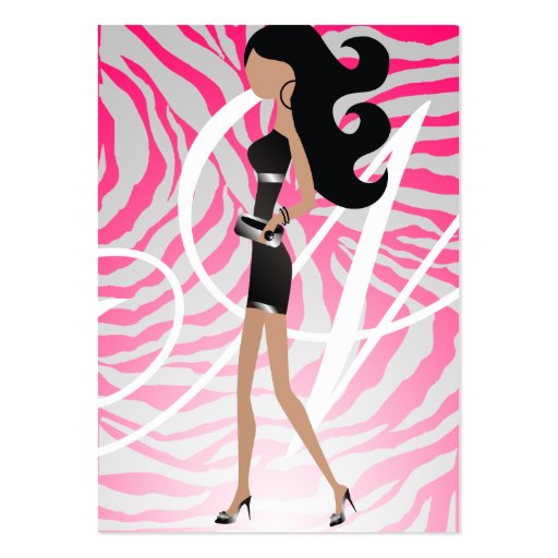 311-Sassy Fashionista Monogram Hot Pink Business Cards (front side)