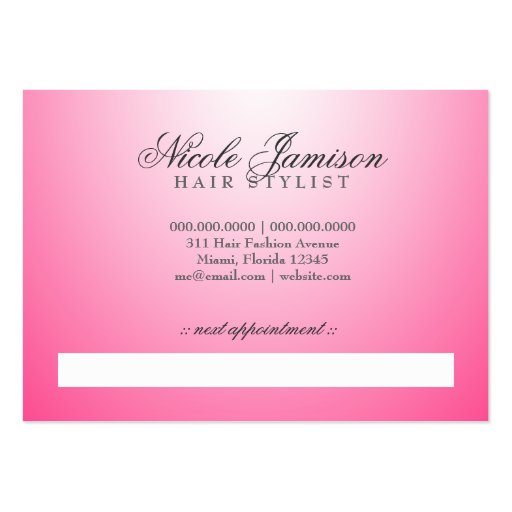 311-Sassy Fashionista Monogram Hot Pink Business Cards (back side)