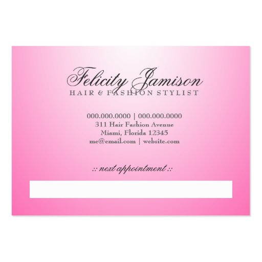 311-Sassy Fashionista Monogram Pink | Hip Zebra Business Card (back side)