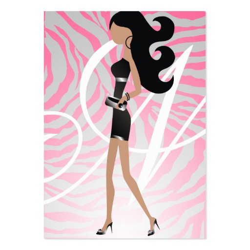311-Sassy Fashionista Monogram Rose Business Cards