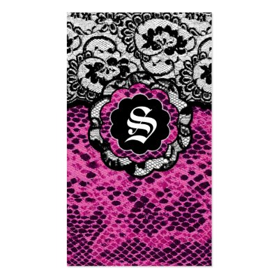 311-SASSY PINK SNAKESKIN MONOGRAM BUSINESS CARD by Jill311