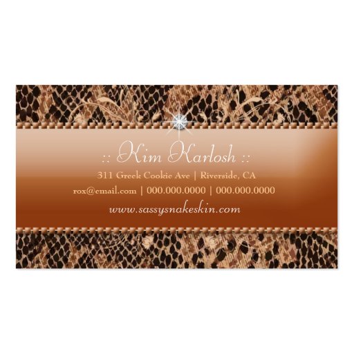 311 Sassy Snakeskin Business Card Template (back side)