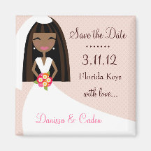 311-SAVE THE DATE AFRICAN AMERICAN BRIDE FRIDGE MAGNET