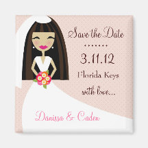 311-SAVE THE DATE BLACK/BRUNETTE BRIDE FRIDGE MAGNETS