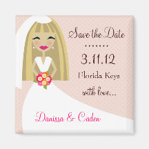 311-SAVE THE DATE BLONDE BRIDE FRIDGE MAGNETS