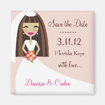 311-SAVE THE DATE BRUNETTE BRIDE FRIDGE MAGNET