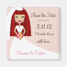 311-SAVE THE DATE RED HEAD BRIDE REFRIGERATOR MAGNET