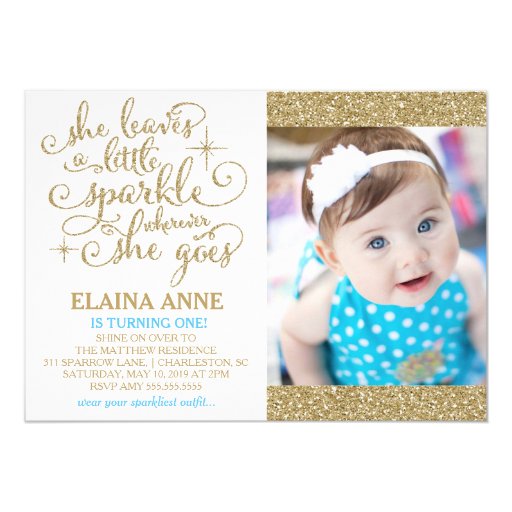 311 She Leaves a Little Sparkle Wherever She Goes Personalized Invites (front side)