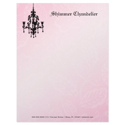 311-Shimmer Chandelier Pink Customized Letterhead by Jill311