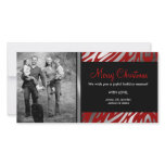311-Shimmer Zebra Christmas Photo Red Photo Cards