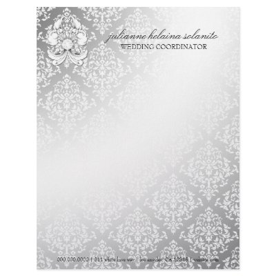 311-Silver Diamond Luxe Damask Letterhead by Jill311