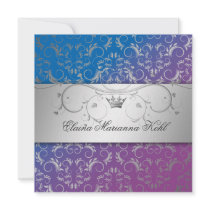 311-Silver Divine Blue Bliss Sweet 16 Personalized Invites
