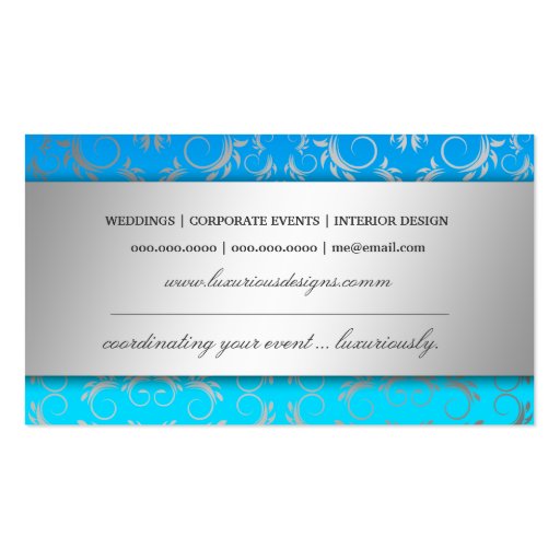 311 Silver Divine Blue Tropical Fade Business Cards (back side)