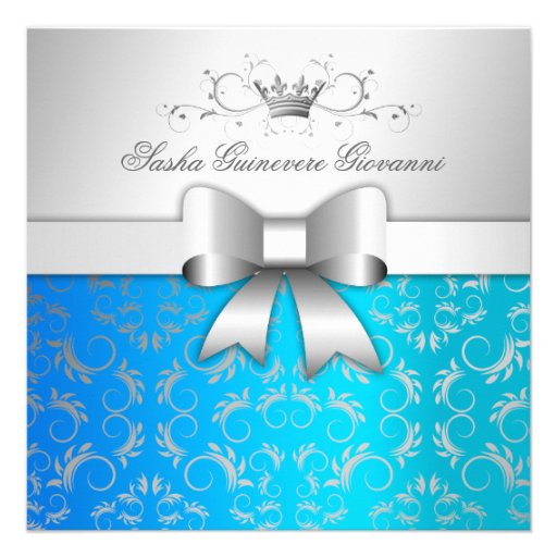 311-Silver Divine Bow | Tropical Blue Sweet 16 Announcements