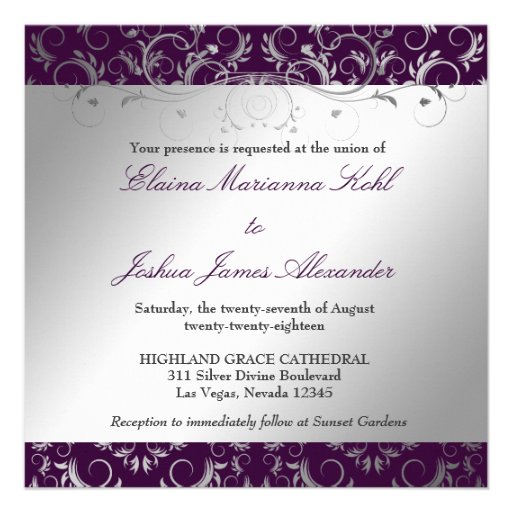 311 Silver Divine | Eggplant Personalized Invite