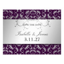 311 Silver Divine Eggplant Save the Date invitations