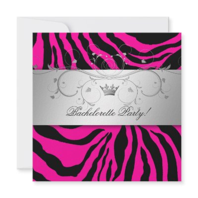 311-Silver Divine Hott Pink Zebra Bachelorette Custom Invites by Jill311