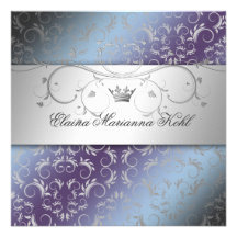 311-Silver Divine Hydrangea Sweet 16 Custom Invite