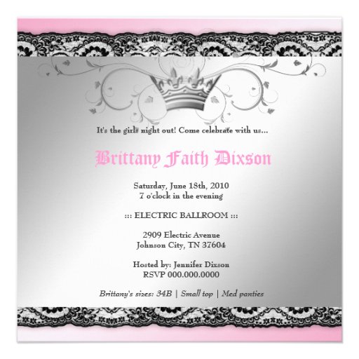 311-Silver Divine Pink Shimmer Lingerie with Lace Custom Announcements