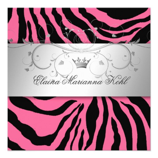311-Silver Divine Pink Zebra Sweet Sixteen Announcement