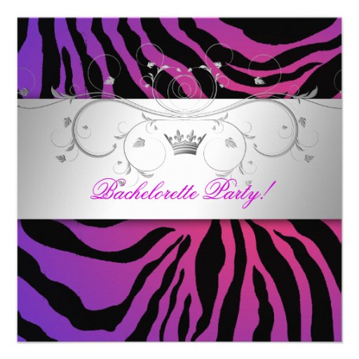 311-Silver Divine Purple Radian Zebra Bachelorette Announcements