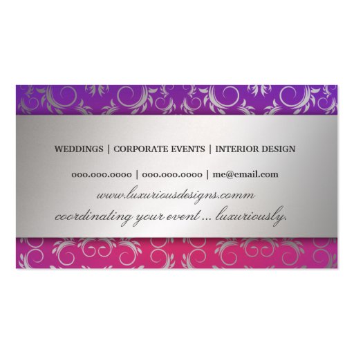 311-Silver Divine | Purple Radiance Premium Pearl Business Card (back side)