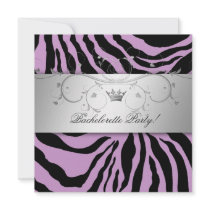 311-Silver Divine Purple Zebra Bachelorette Personalized Invite