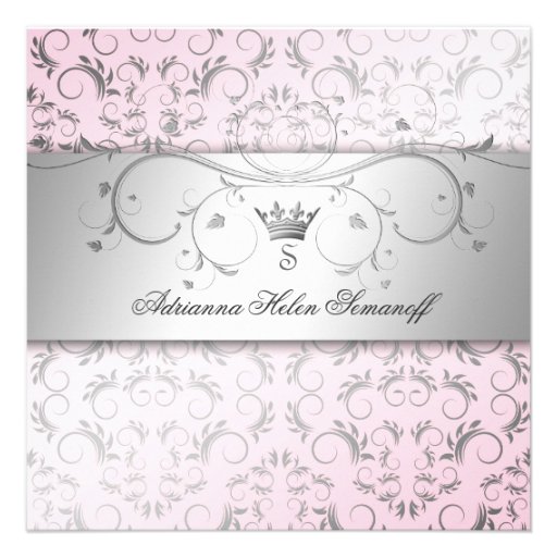 311-Silver Divine Sweet Pink Personalized Invitations