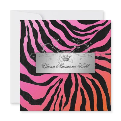 311-Silver Divine Zebra Dreamsicle Sweet Sixteen Custom Invitation by Jill311