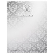 311-Silver Luxe Elegance Damask Letterhead