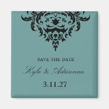 311-Simplisticly Elegant Damask Save the Date Magnets