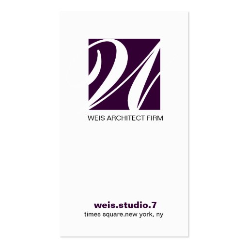 311-SIMPLY SQUARE MONOGRAM DEEP PURPLE BUSINESS CARDS (front side)