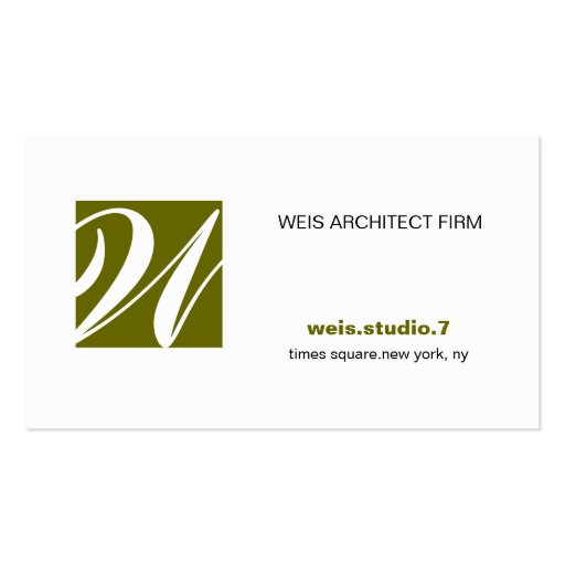 311 Simply Square Monogram Green Business Card Template
