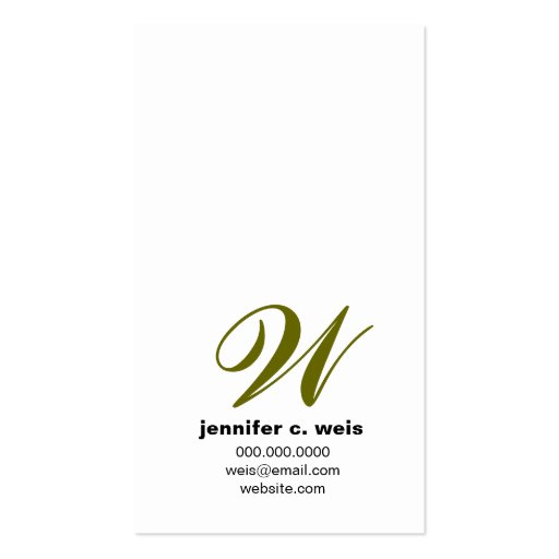 311 Simply Square Monogram Green Business Card Template (back side)