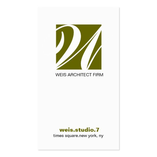 311-SIMPLY SQUARE MONOGRAM SAGE GREEN BUSINESS CARD (front side)