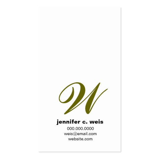 311-SIMPLY SQUARE MONOGRAM SAGE GREEN BUSINESS CARD (back side)