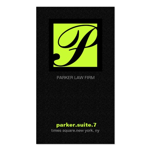 311-SIMPLY SQUARE MONOGRAM TEXTURE-LIME BUSINESS CARD TEMPLATES (front side)