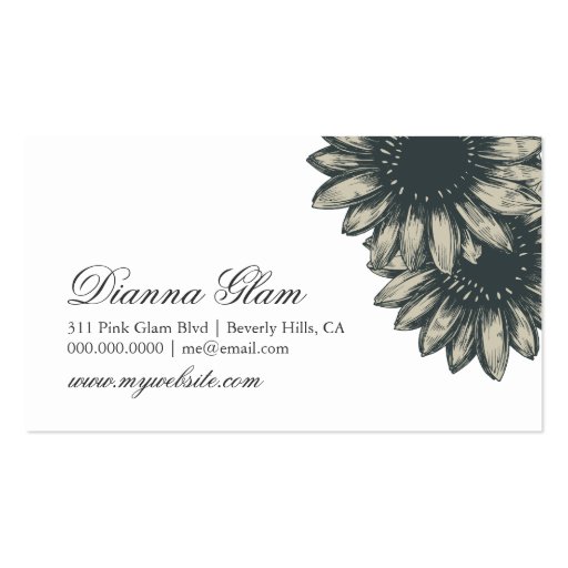311 Simply Sunflowers Damask Business Card Templates (back side)