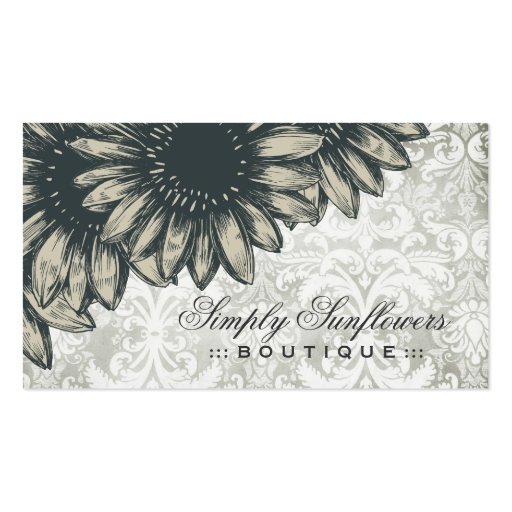 311 Simply Sunflowers Damask Business Card Templates (front side)
