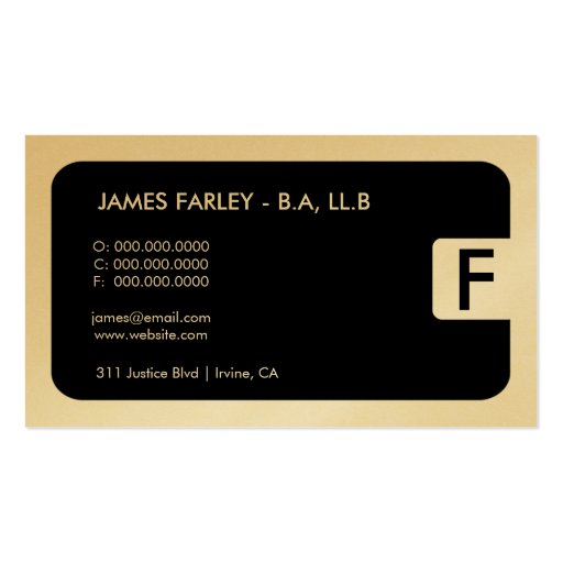 311-Sleek Corporate | Law Gold Card Business Card Templates (back side)