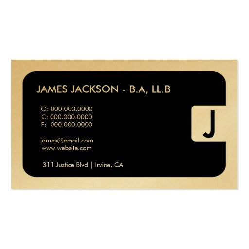 311-Sleek Corporate | Law Gold Card Business Card Templates (back side)