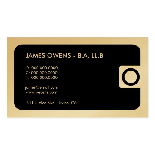 311-Sleek Corporate | Law Gold Card Business Cards (back side)