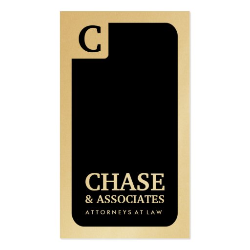 311-Sleek Corporate Monogram | Law Gold Card Business Card (front side)