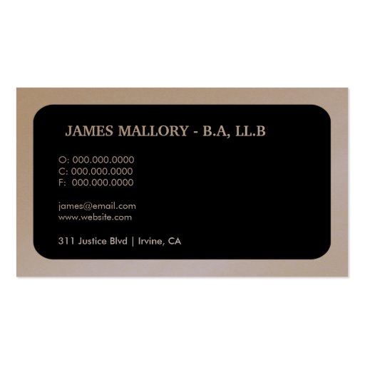 311-Sleek Corporate Monogram | Law Metallic Card Business Card (back side)