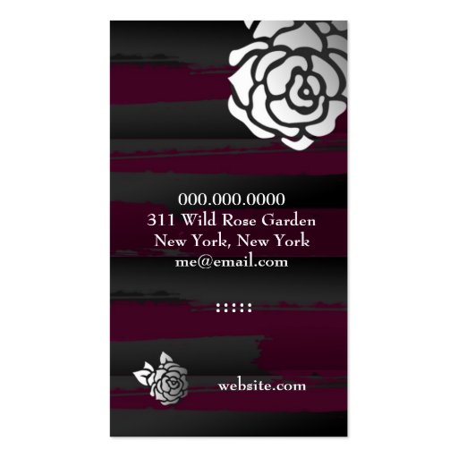 311-SMASHING ROSE DEEP MAROON BUSINESS CARD TEMPLATES (back side)