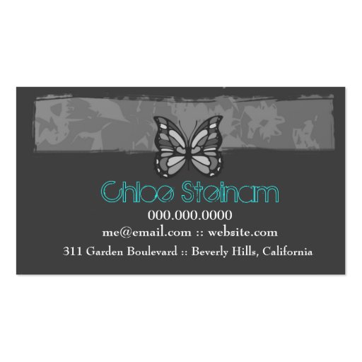 311 SOCIAL BUTTERFLY GRAY BUSINESS CARD TEMPLATE (back side)