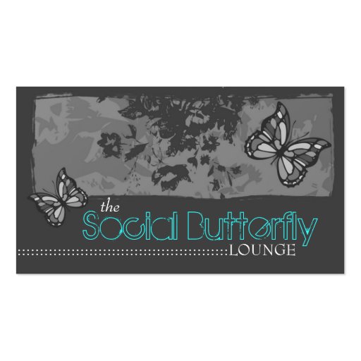 311 SOCIAL BUTTERFLY GRAY BUSINESS CARD TEMPLATE