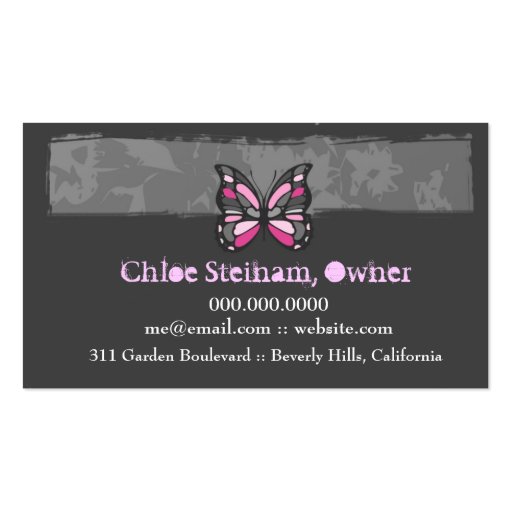 311 SOCIAL BUTTERFLY PINK BUSINESS CARD (back side)