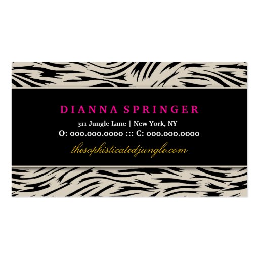 311 Sophisticated Jungle Damask Pink Purebred Su Business Card Templates (back side)