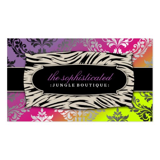 311 Sophisticated Jungle Damask Pink Purebred Su Business Card Templates